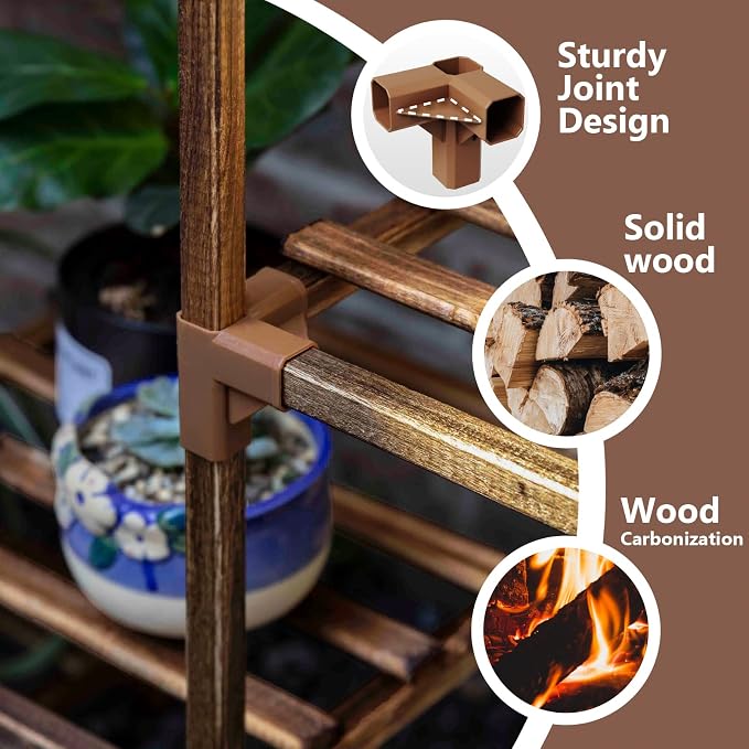 Bamworld Plant Stand Indoor Corner Plant Shelf Outdoor Flower Shelves Wooden Plant Stands Garden Wood Plant Holder Rack for Living Room Corner Lawn Window 03B | Wooden Plant Stands Garden Wood Plant Holder Rack for Living Room Corner Lawn Window 03B