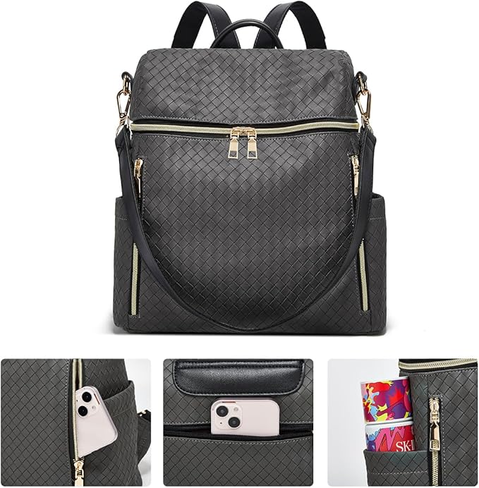 Makes Backpack Purse for Women PU Leather Travel Satchel Handbag Convertible Design Bag with Purse 2 Piece