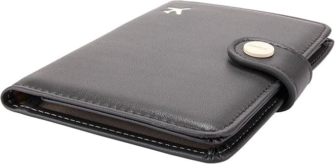 ZOPPEN Passport Holder Women, Passport Cover Travel Wallet Rfid Blocking Passport Wallet Cover Case Travel Essentials Document Organizer, Dark Grey