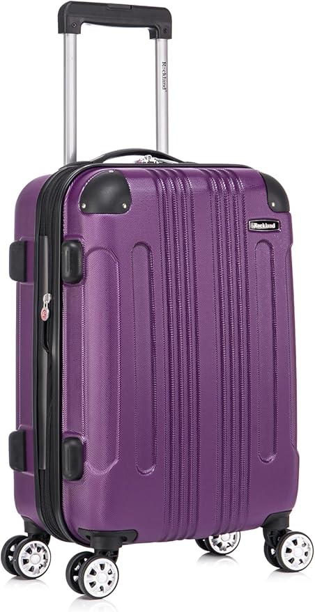 Rockland London Hardside Spinner Wheel Luggage Set, Purple, Carry-On 20-Inch and Tote 14-Inch (F1902-PURPLE)