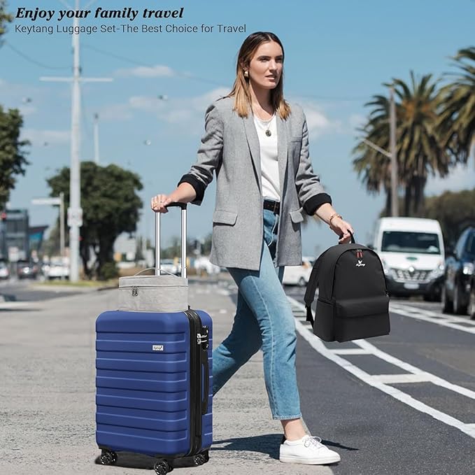 Zebra 20" Expandable Carry-On, Lightweight Hardshell Suitcase with Spinner Wheels, Navy Blue