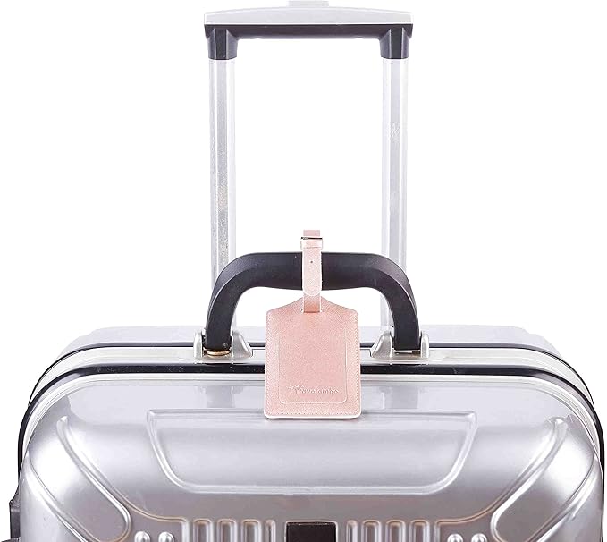 Travelambo Luggage Tags for Suitcases PU Leather Travel Tags Bag Tags Privacy Protection Travel Essentials
