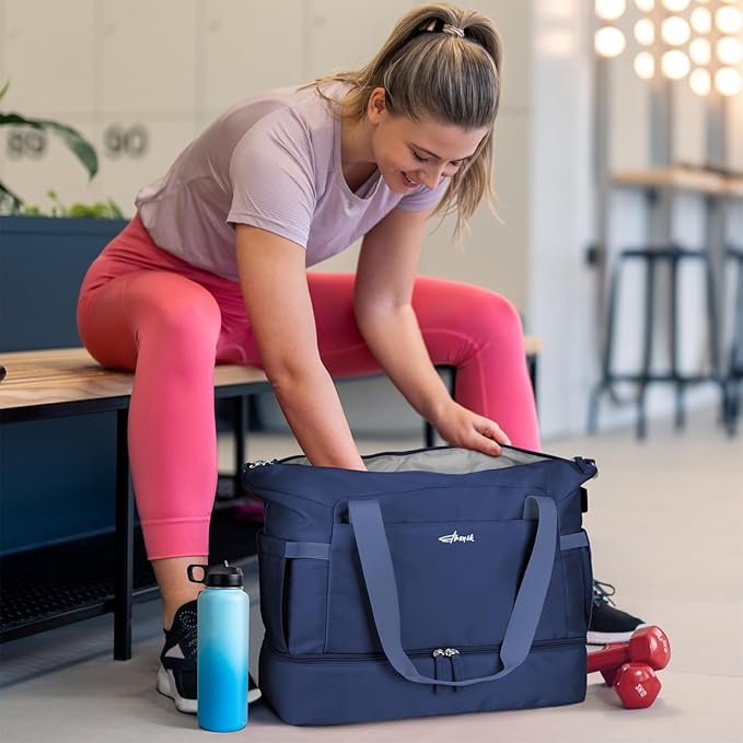 ETRONIK Gym Bag for Women, Personal Item Travel Bag with Shoes Compartment, Weekender Overnight Duffel Bag with Wet Pocket, Carry On Bag for Women, Travel, Gym, Weekend