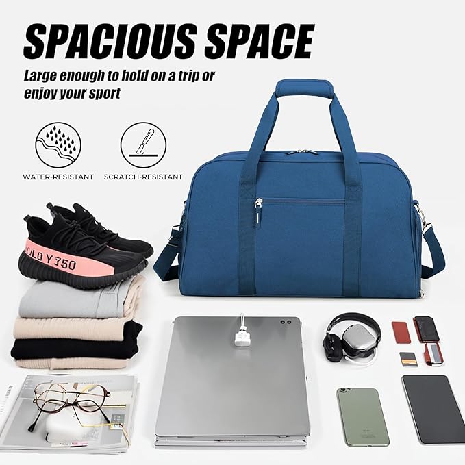 Searock 21 Inch Gym Bag with Shoe Compartment, Sports Duffle Bag for Travel, Carry On Duffel Bag, Weekender Overnight Bags for Men and Women Traveling, Navy Blue