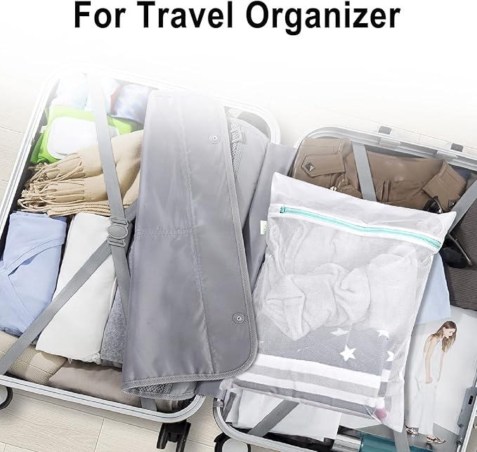 OTraki Mesh Washing Bags for Laundry 16x20 Inch Medium Mesh Bag Laundry Washer Delicates Lingerie Wash Machine Net Zipper Bag Heavy Duty Home Dorm Hotel Don't Drying, Melting 140-176℉, White