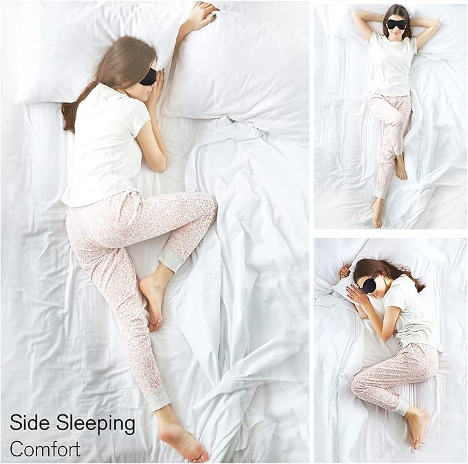 PrettyCare Eye Mask for Sleeping 2 Pack, Sleep Masks for Women Men, 3D Contoured Cup Blindfold Eye Mask, Soft Block Out Light Sleep Mask, for Sleeping, Shift Work, Yoga, Traveling (Black and Purple)