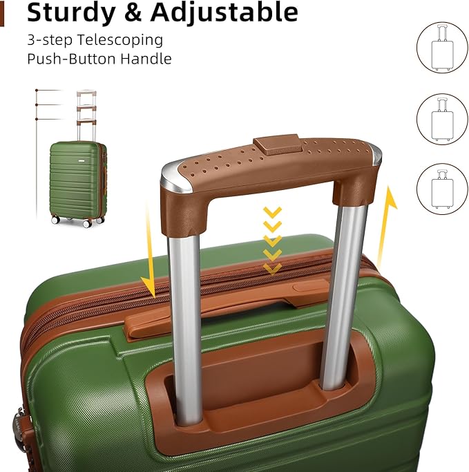 LARVENDER Luggage Sets 6 Piece, Expandable Hardside Carry on Suitcase Set with Spinner Wheels, Lightweight Rolling Luggage Sets for Women with TSA Lock, Green