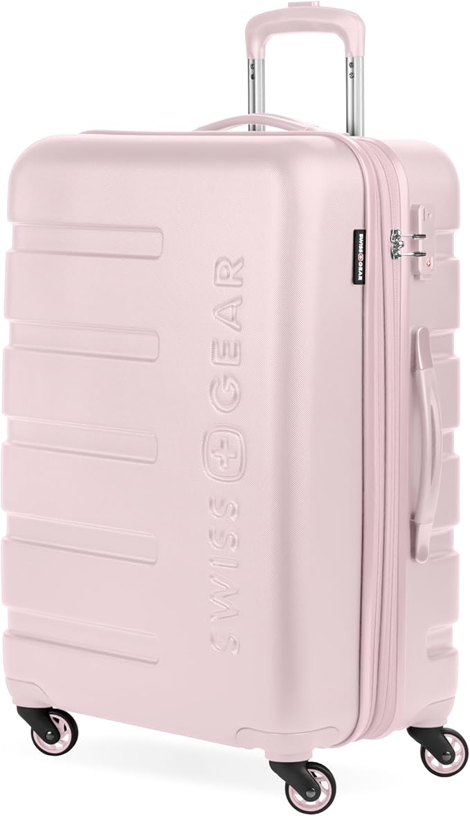 SwissGear 7366 Signature Hardside Expandable Luggage with Spinner Wheels, TSA Lock, Pink, Checked-Large 27-Inch