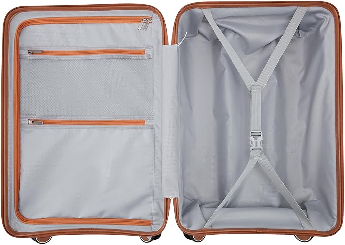 3 Piece Luggage Set PP Hardshell with YKK Zippers, 20/24/28 Inch Suitcases with Detachable Spinner Wheels & Reinforced Corner Guards, Lightweight TSA Lock Nested Set (Light Khaki)
