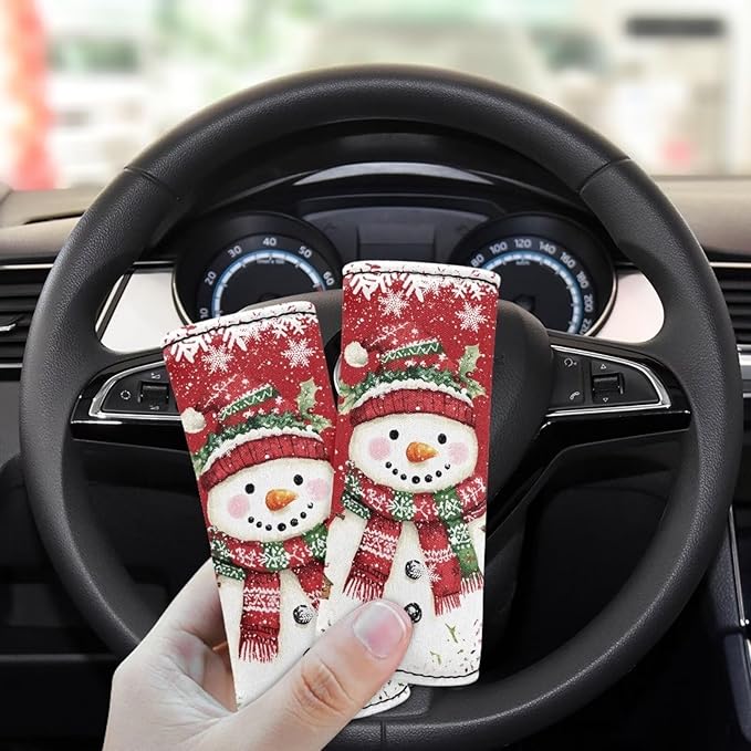 BIGCARJOB Christmas Snowman Luggage Handle Cover 2 Pcs Christmas Suitcase Identifier Protective Cover Trolley Case Grip Travel Luggage Handle Wrap Luggage Accessories