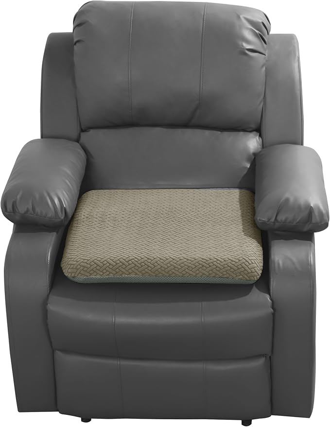HOMBYS Tufted Furry Recliner Seat Cushion for Elderly Foam Curved Edge Large Square Seat Cushion for Recliner Chair, Floor Pillow, Office Chair, Car, No Pressure on Thighs(Coffee)