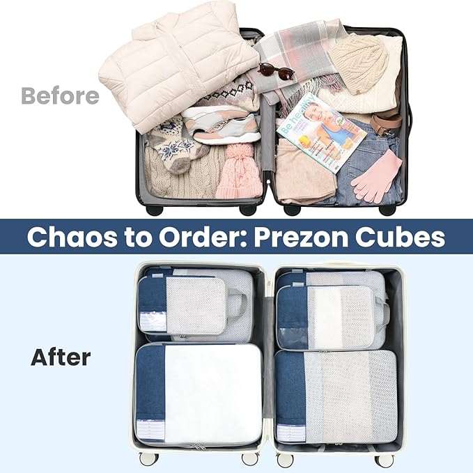 Compression Packing Cubes for Travel, Lightweight Vacation Travel Essentials, Travel Accessories for Suitcase Organizer Bags Set, Durable Luggage Organizer