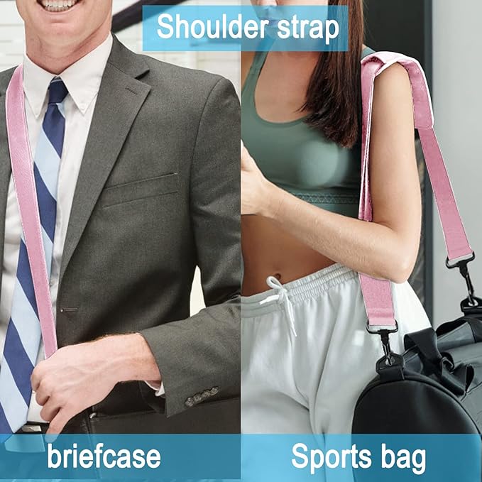 Askuko Shoulder Strap, 56 Inch Universal Adjustable Shoulder Belt Replacement Laptop Bag Shoulder Strap with Metal Hooks for Briefcase, Laptop Messenger Crossbody Bag, Luggage Duffel Camera, Pink