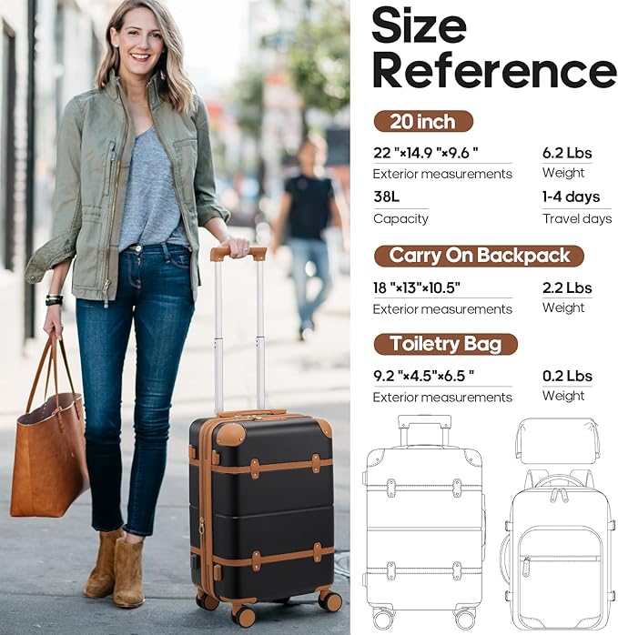 Luggage Sets 3 Piece, Expandable 100% PC Hardshell Suitcase with Spinner Wheels, 20in Suitcase Set with TSA Lock for Women, Carry On Luggage with Travel Backpack