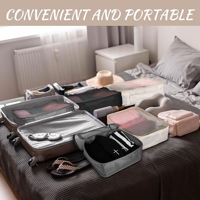 Silkfly 12 Pcs Packing Cubes for Suitcase Travel Luggage Bags Bulk Mesh Organizer Set for Hiking Camping Backpacking Clothes Accessories(Black,Gray,Beige)