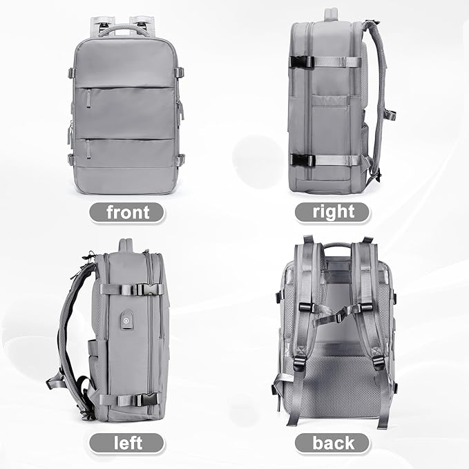 coowoz Travel Backpack For Women Men,Carry On Backpack,Hiking Backpack Waterproof Outdoor Sports Rucksack Casual Daypack Travel Essentials(Grey)