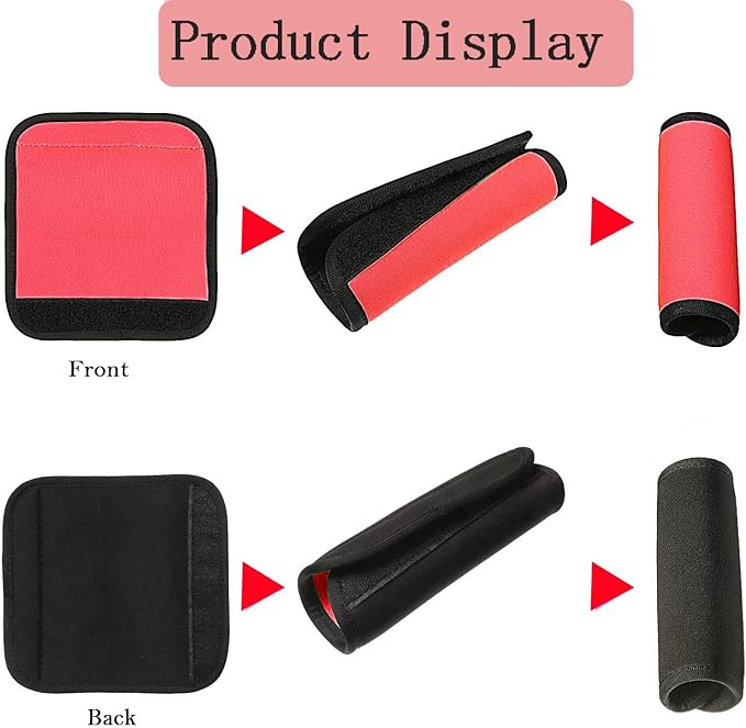 2 Pack Luggage Handle Wraps, Soft Handle Covers for Suitcase, Handle Wrap for Carry On/Bag, Travel Accessories for Luggage (Red)
