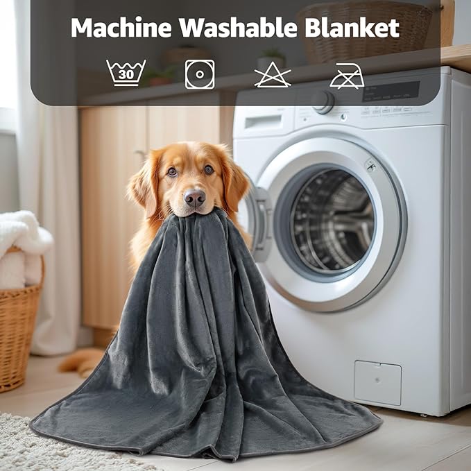 LOOBANI Waterproof Blanket for Bed: Reversible Soft Flannel King Size Bed Blanket 85" x 108", Waterproof Dog Blankets for Large Dogs, Spill-Proof Cover for Furniture Protection, Movie Time, Grey