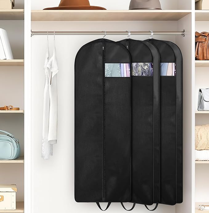 KIMBORA 60" Dress Garment Bags for Hanging Clothes Travel, Gusseted Garment Bags for Closet Storage with Handles for Long Gowns, Coats