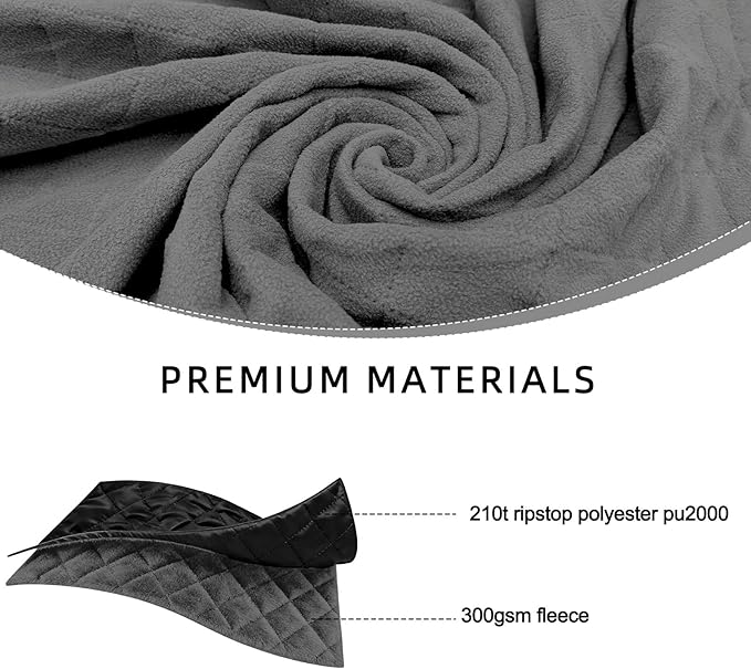 Large Waterproof Outdoor Camping Blanket, 80 x 58 inch Fleece Picnic Blankets Windproof Travel Stadium Blanket for Beaches Pets Car Camp Picnic Mat for Both Cold & Warm Weather
