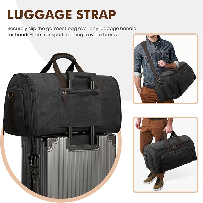 S-ZONE Carry On Garment Bag for Travel Convertible Duffle Bags for Men Women 2 in 1 Hanging Suitcase Business with Toiletry Bag