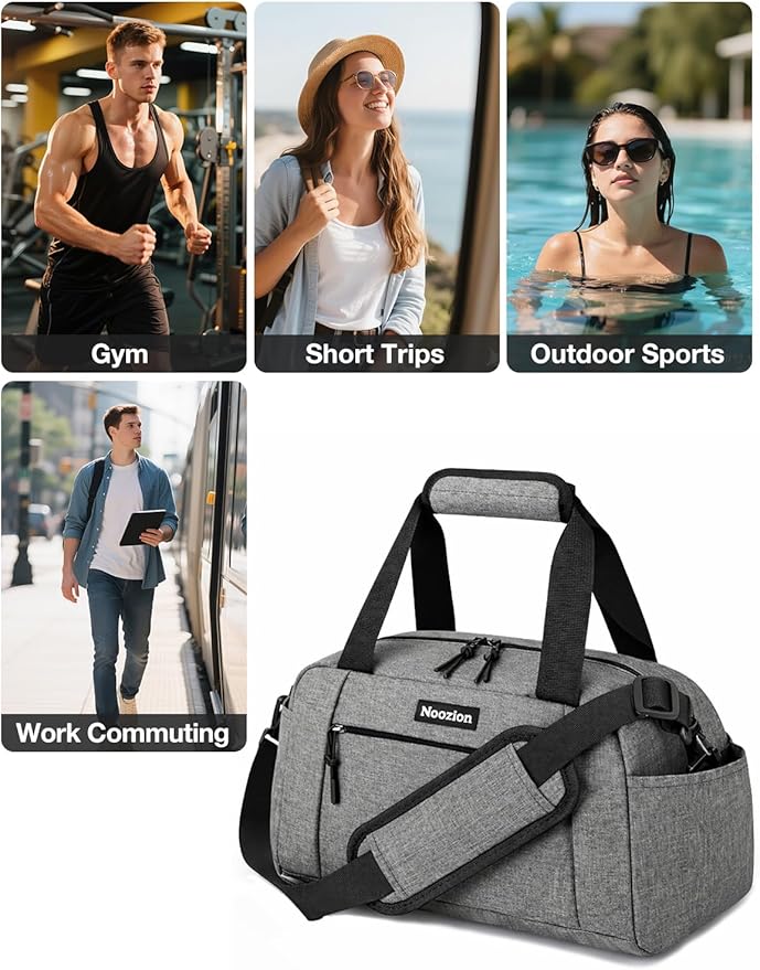 Noozion 14 inch Small Gym Bag for Women & Men, Lightweight Carry On Mini Duffle Bag with Multiple Pockets, Sports Bag for Travel and Workout.