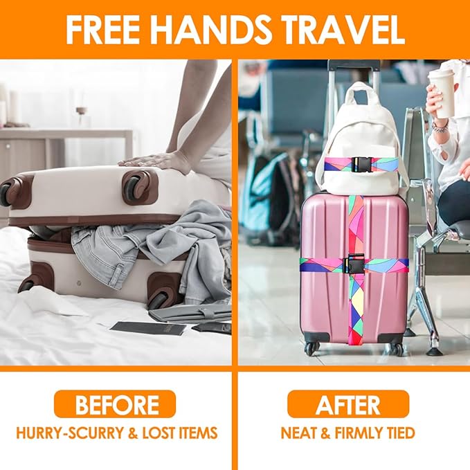 Adjustable Travel Luggage Strap Suitcase Belt Travel Bag Accessories 1.96 in W x 6.23 ft L