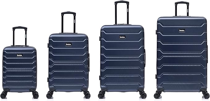 InUSA TREND Luggage with Spinner Wheels | Durable Lightweight Hardside Suitcase, Travel Sets with Handle and Trolley | (20in, 24in, 28in, 32in) 4 Piece Set | Blue