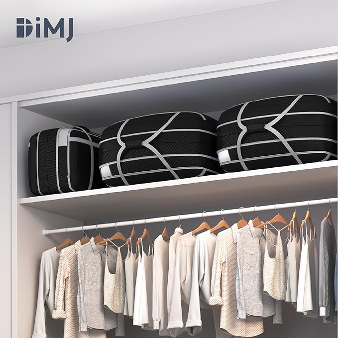 DIMJ Large Comforter Storage Bag with Handls, 100L Washable Blanket Storage, Compression Packing Totes Moving Bags With Zipper, Space Saving Containers For Pillow, Clothes, Bedding, 4 PCS