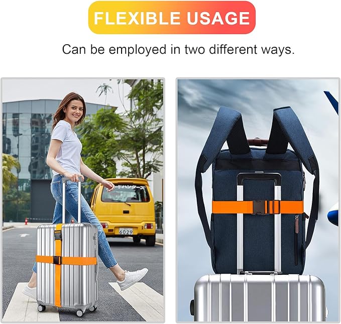 Luggage Straps for Suitcases TSA Approved, Travel Belt Suitcase Belt, Suitcase Straps TSA Approved, Luggage Belt Strap TSA Approved, Travel Straps for Luggage, Luggage Band Bag Straps, Orange
