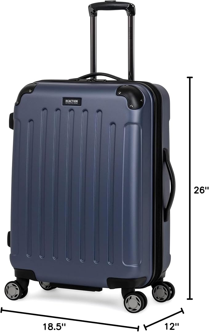 Kenneth Cole REACTION Renegade Luggage Expandable 8-Wheel Spinner Lightweight Hardside Suitcase, Smokey Purple, 24-Inch Checked