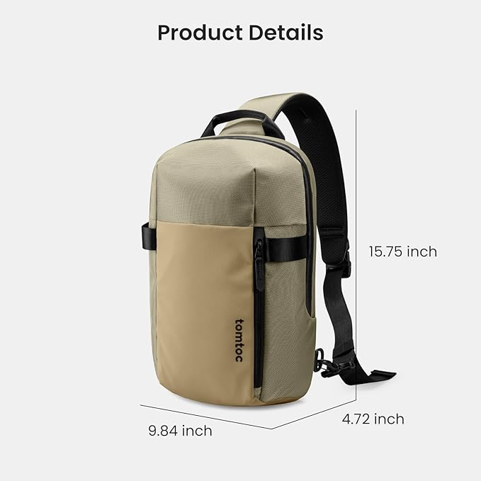 tomtoc 7L Sling Backpack Crossbody Bag for Men Women, EDC Daypack Chest Shoulder bag for 14-inch MacBook Pro M5 Pro/Max, 13" MacBook Air, 13" iPad Air M4/Pro M5, Organized, Daily Use, Work, Travel-S