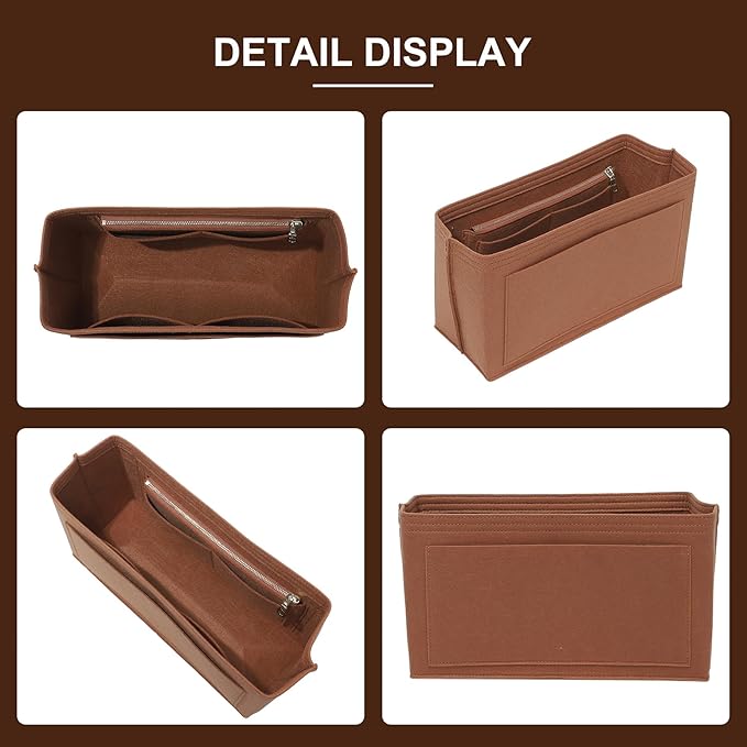 Doxo Backpack Organizer Insert for Longchamp Le Pliage L Backpack | Felt Material with 8 Compartments & YKK Zipper Pocket | Custom-Fit Longchamp Backpack Insert (LB, Gold Brown)