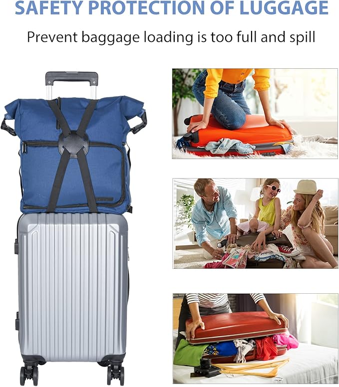 XINRUI 2 Pack Luggage Straps Bungees,Adjustable Suitcase Carry on Bag Handle Portable Tourister Travel Straps Belt Elastic Airport Travel Accessories with Buckles for Baggage Handbag