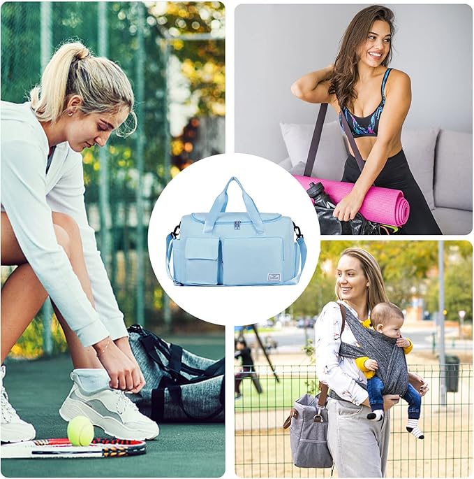FIORETTO Women's Gym Duffle Bag with Shoes Compartment, 30L Capacity, Ideal for Travel, Gym, Sports, Duffel, Weekender
