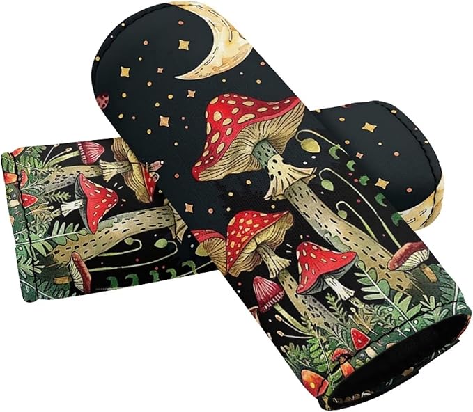 BIGCARJOB Mushroom Luggage Handle Cover Set Moon Star Mushroom Suitcase Handle Cover Trolley Case Grip Personalized Luggage Tags Replacement