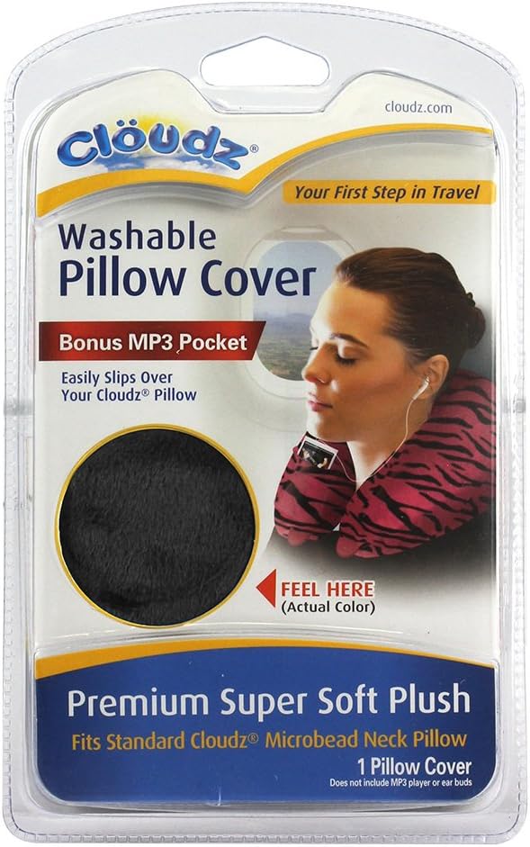 Cloudz Washable Travel Neck Pillow Cover - Black