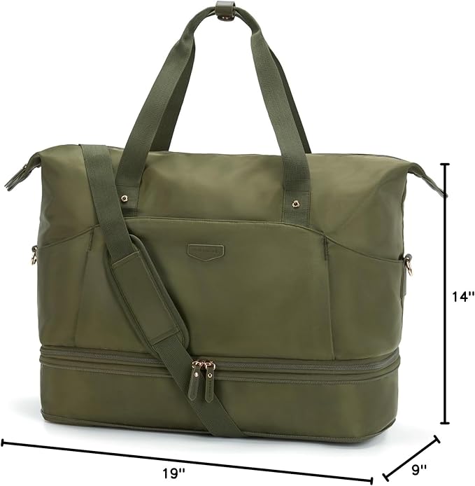 Missnine Weekender Bag for Women, Foldie Travel Bag Expandable with Shoes Compartment Travel Duffel 50L Carry on Overnight Gym
