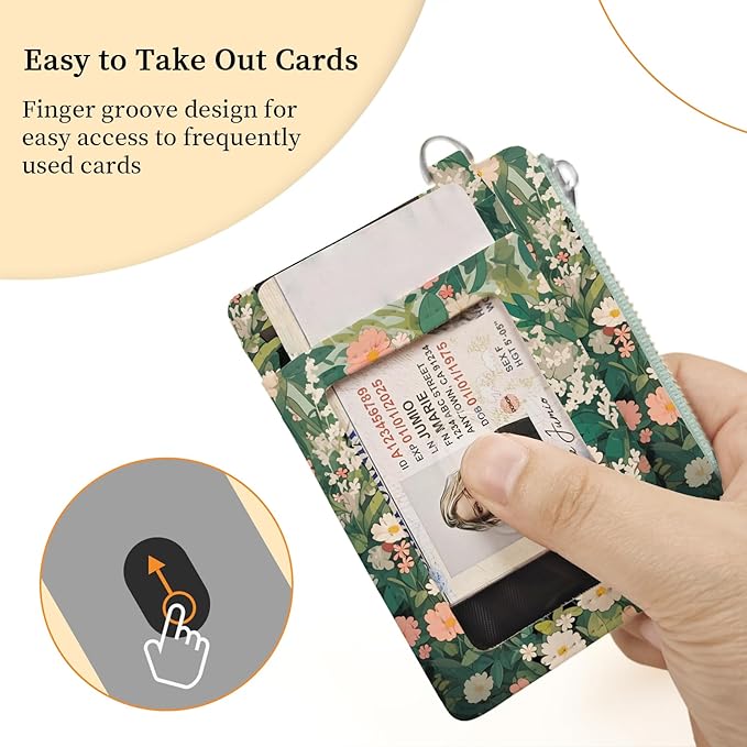 Hancynir Slim Wallet Women Credit Card Holder Cute Black Cat Floral RFID Small Mini Card Case Front Pocket PU Leather Thin Travel Zipper Coin Cash ID Window Girls Wallet Gifts