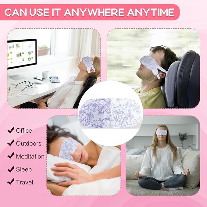 XPCARE 48 Pack Steam Eye Masks for Dry Eyes, Self Heated Steam Warm Eye Mask, Disposable Heated Eye Mask for Dark Circles, Puffy Eyes, Relief Stress Eye Fatigue(Rose)