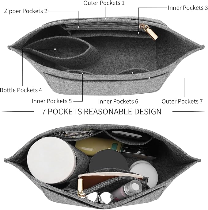 LOUKAYCCI Felt Purse Organizer Insert for Longchamp Le Pliage M Handbag Insert (Medium,Gary)