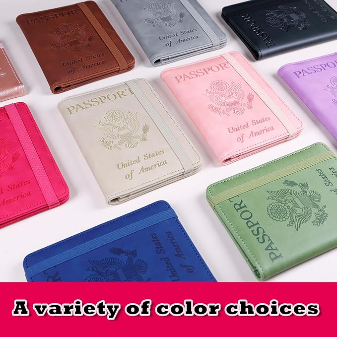 Melsbrinna Premium Leather Passport Holder Covers Case, Waterproof Rfid Blocking Travel Wallet Passport Holder with Pen Holder, Cute Passport Book for Women/Men