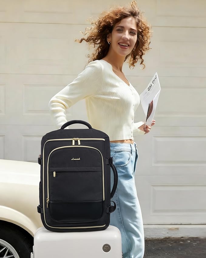 LOVEVOOK 40L Travel Backpack Carry on Flight Approved, Personal Item Bag with 3 Packing Cubes, Travel Backpack for Women Fits 17" Laptop, Water-resistant Carry On Bag for Airplanes