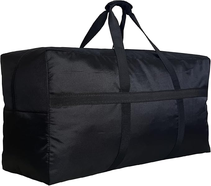 Extra Large Storage Duffle Bag with Zippers and Handles, Big Foldable Duffle Bag for Travel Black 80L
