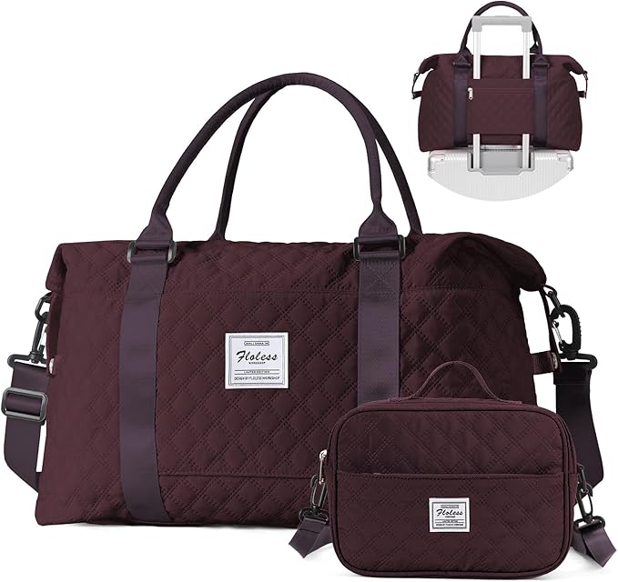 SYCNB Travel Duffel Bag for Women, Gym/Weekender/Carry-On Bags with Toiletry Bag & Adjustable Strap,Personal Item Bags