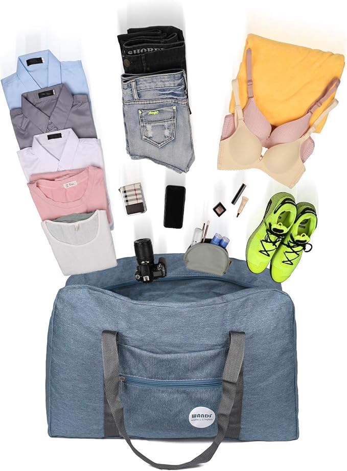 WANDF For Spirit Airlines Personal Item Bag 18x14x8 Travel Duffel Bag Underseat Foldable Carry-on Luggage for Women