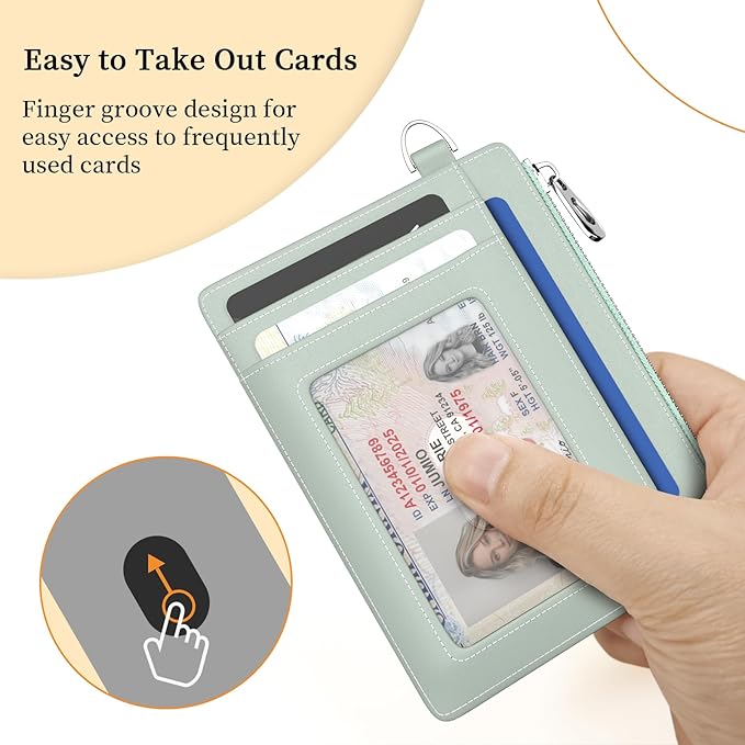 Hancynir Slim Wallet Women Credit Card Holder, Mountain Sunset RFID Blocking Small Mini Card Wallets, Cute Front Pocket PU Leather Card Case, Thin Travel Zipper Coin Cash Ladies Female Wallet Gifts