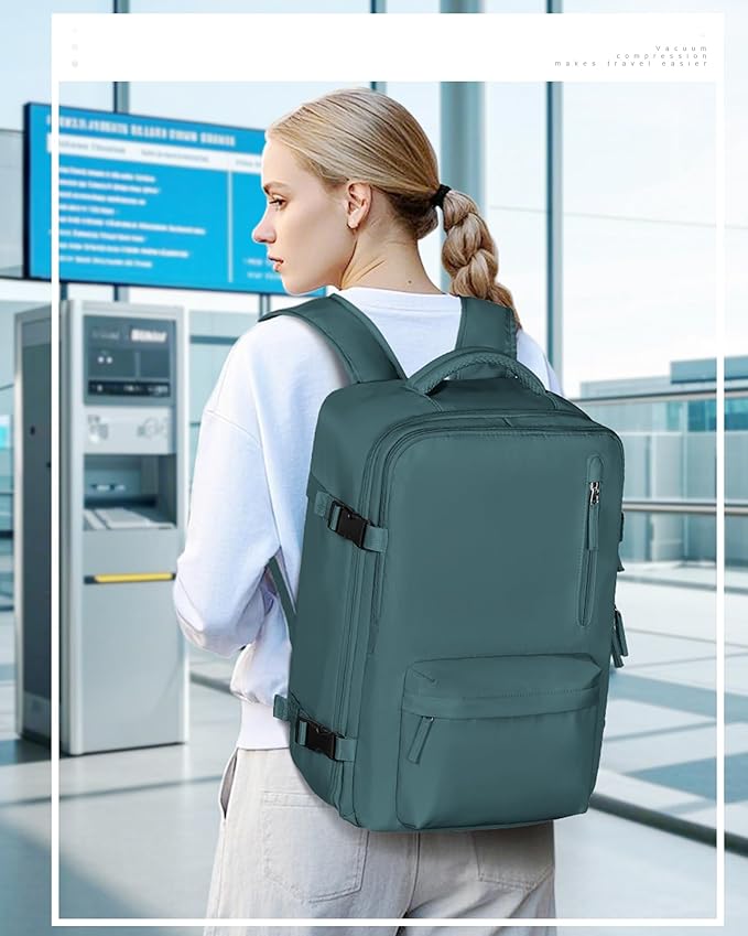 VECAVE Travel Backpack,Carry On Backpack for Women,Airline Flight Approved Waterproof 14 Inch Laptop Backpack with Shoe Compartment Casual Daypack Backpacks PeacockBlue