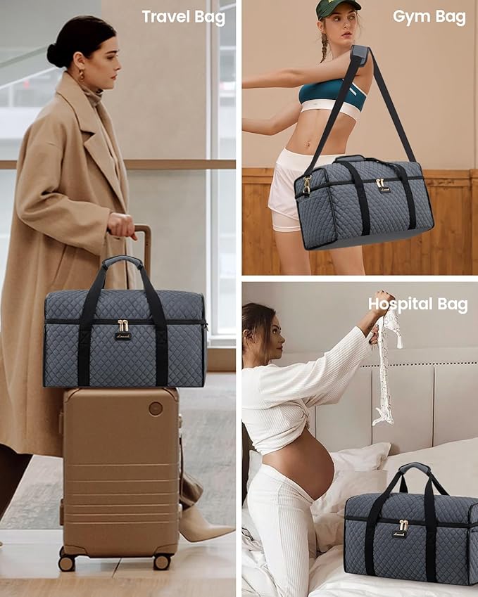LOVEVOOK Travel Duffle Bag - Weekender & Overnight Bag with Toiletry & Wet Pocket, Carry-On Size, 3pc Set