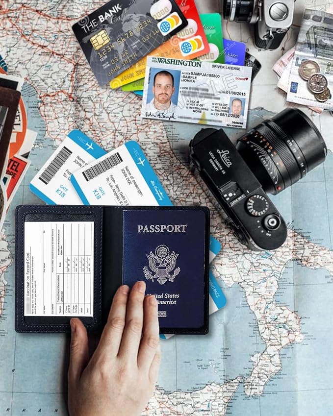 Women's Passport Wallet & Cover Combo - Holds Passport, Vaccine Card & More